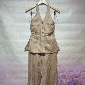 Zara 100% linen jumpsuit ( small hole on the leg)